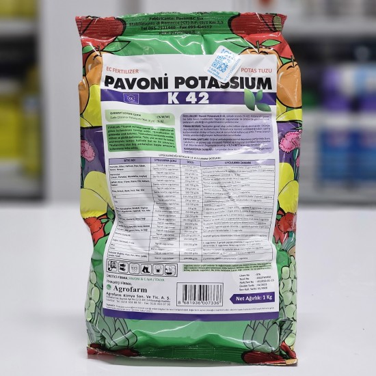 Pavoni Potassium K 42 Potasyumlu Yaprak Gübresi 1 kg Pavoni Potassium K 42 Potasyumlu Yaprak Gübresi 1 kg