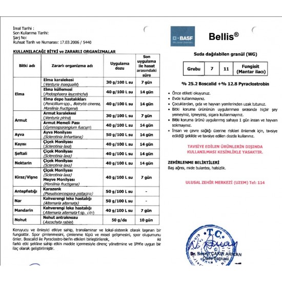 Bellis Karaleke Külleme Monilya ilacı Fungusit 500 Gram Bellis Karaleke Külleme Monilya ilacı Fungusit 500 Gram